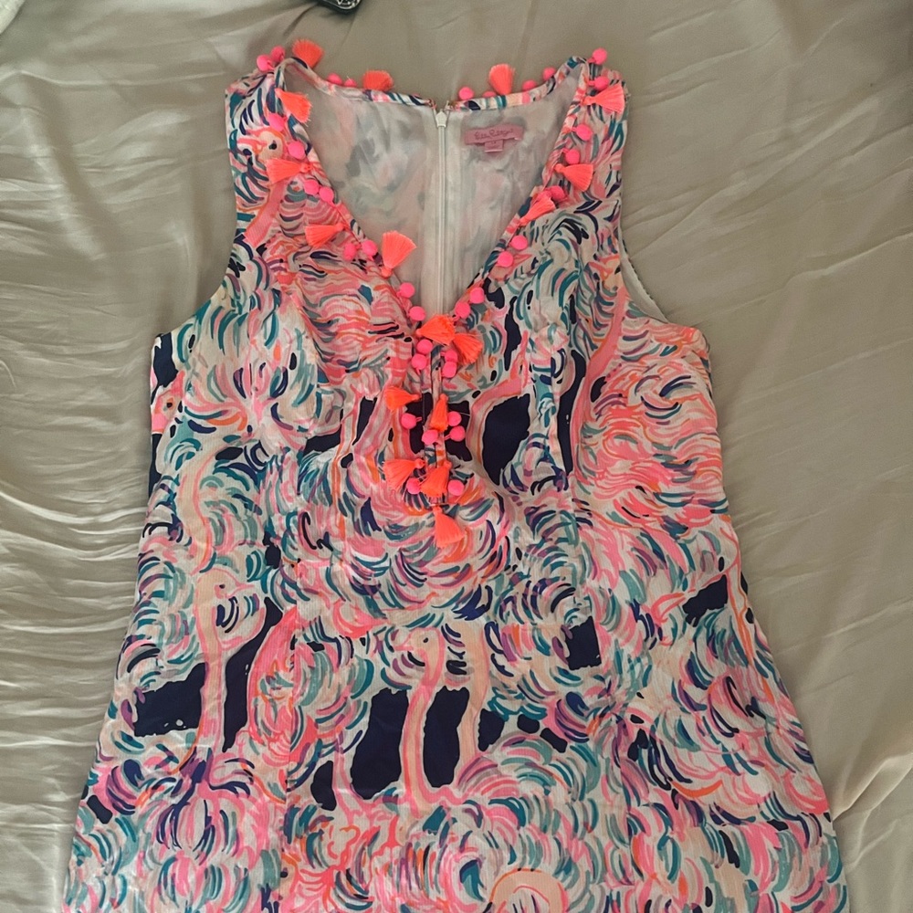 Lilly Pulitzer Cabrey Shift pink pelican head in the sand